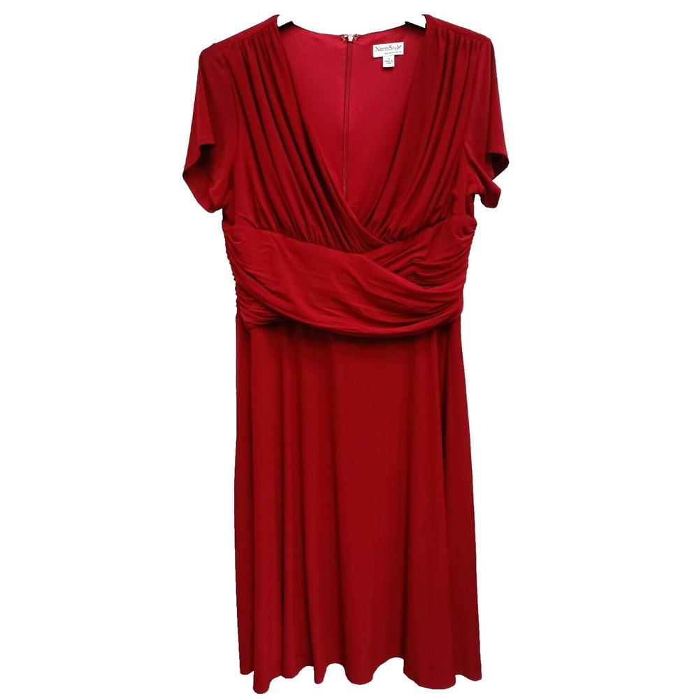 NorthStyle A-Line Dress Womens‎ Size 18 Red Midi Short Sleeve Holiday Event